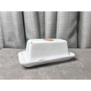 Maison Le Gourmet Seal Distressed Farmhouse 1/4 lb Butter Dish Terra Cotta